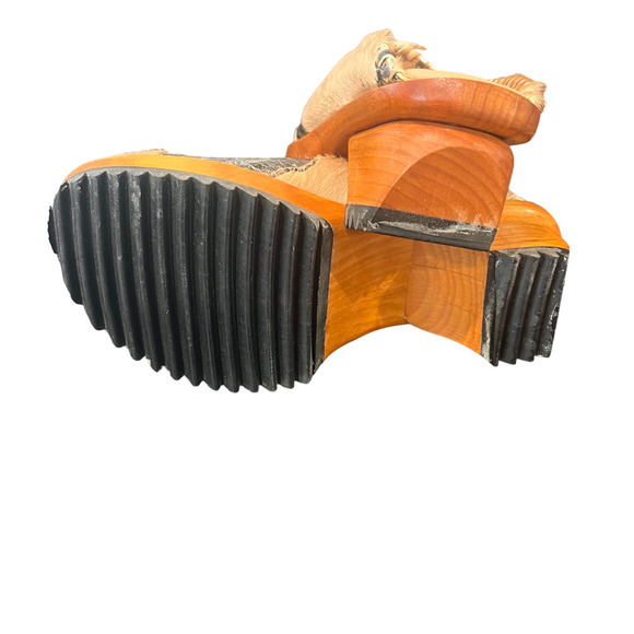 Jim Barnier Wooden Heel Clog Platform Sandals Mustang Silver Leather Size 6 New - Picture 7 of 7